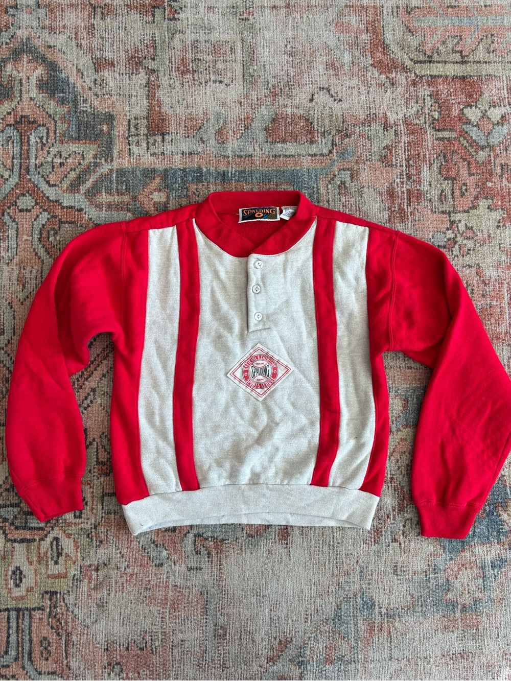 Vintage 90s Spalding Kids Athletic Henley Sweatshirt size 6-7